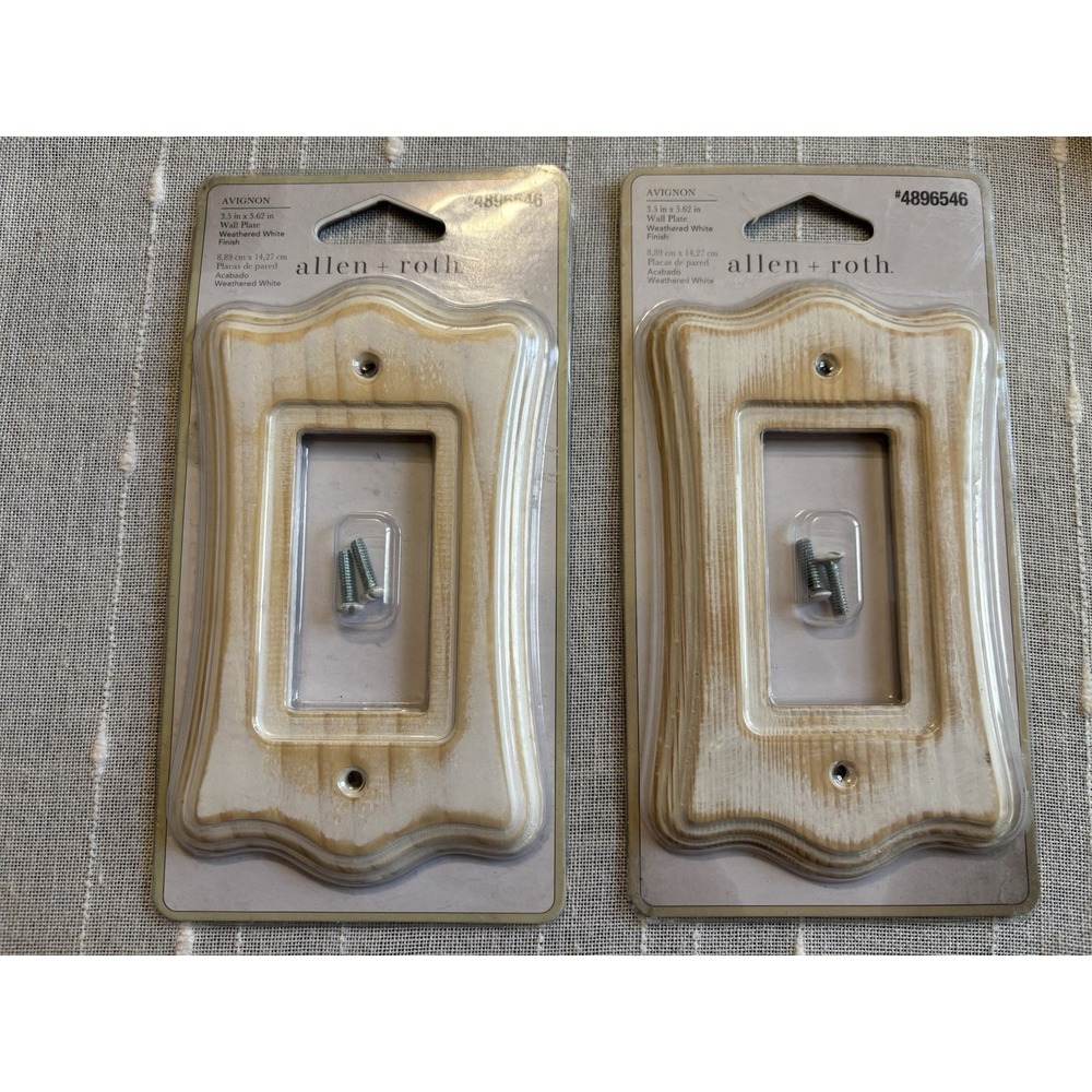 Lot Of Two Allen + Roth Avignon Wall Plate Weathered White Finish Country Charm